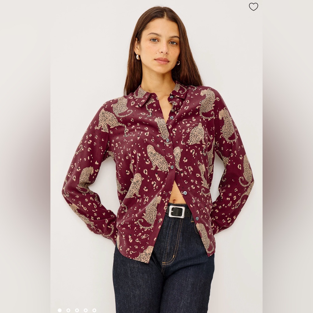 Rails Burgundy Leopard Print Button-Down Shirt